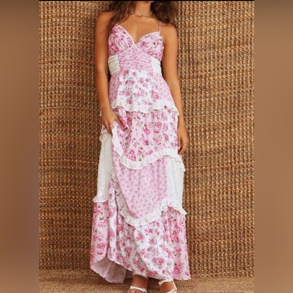 ALTAR’D STATE Chic Pink and White Floral Maxi Dress - Picture 3 of 11